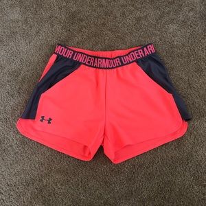 pink & grey under armour shorts
